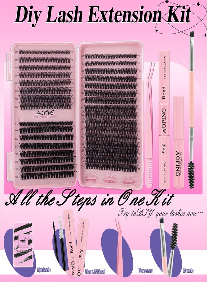 AOPING Lashes Extension Kit 640pcs False Eyelashes Clusters 30D+40D+50D, DIY Individual Lash Kit 8-18mm with Eyelash Tools Set - Image 3
